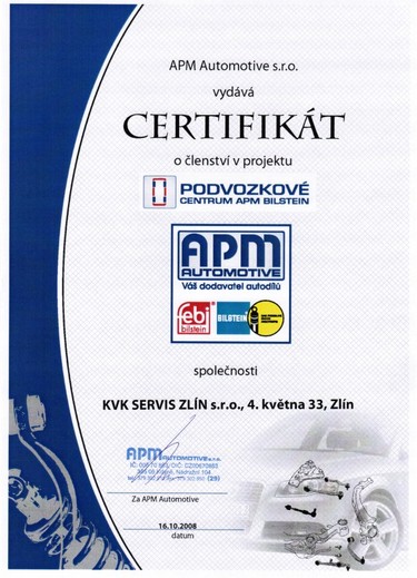 Certifikát Podvozkové centrum