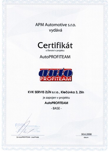 Certifikát AutoPROFITEAM